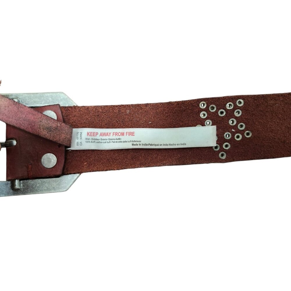 Free People Brown Leather Studded Star Belt Western Boho Festival Womens M/L - Picture 9 of 10